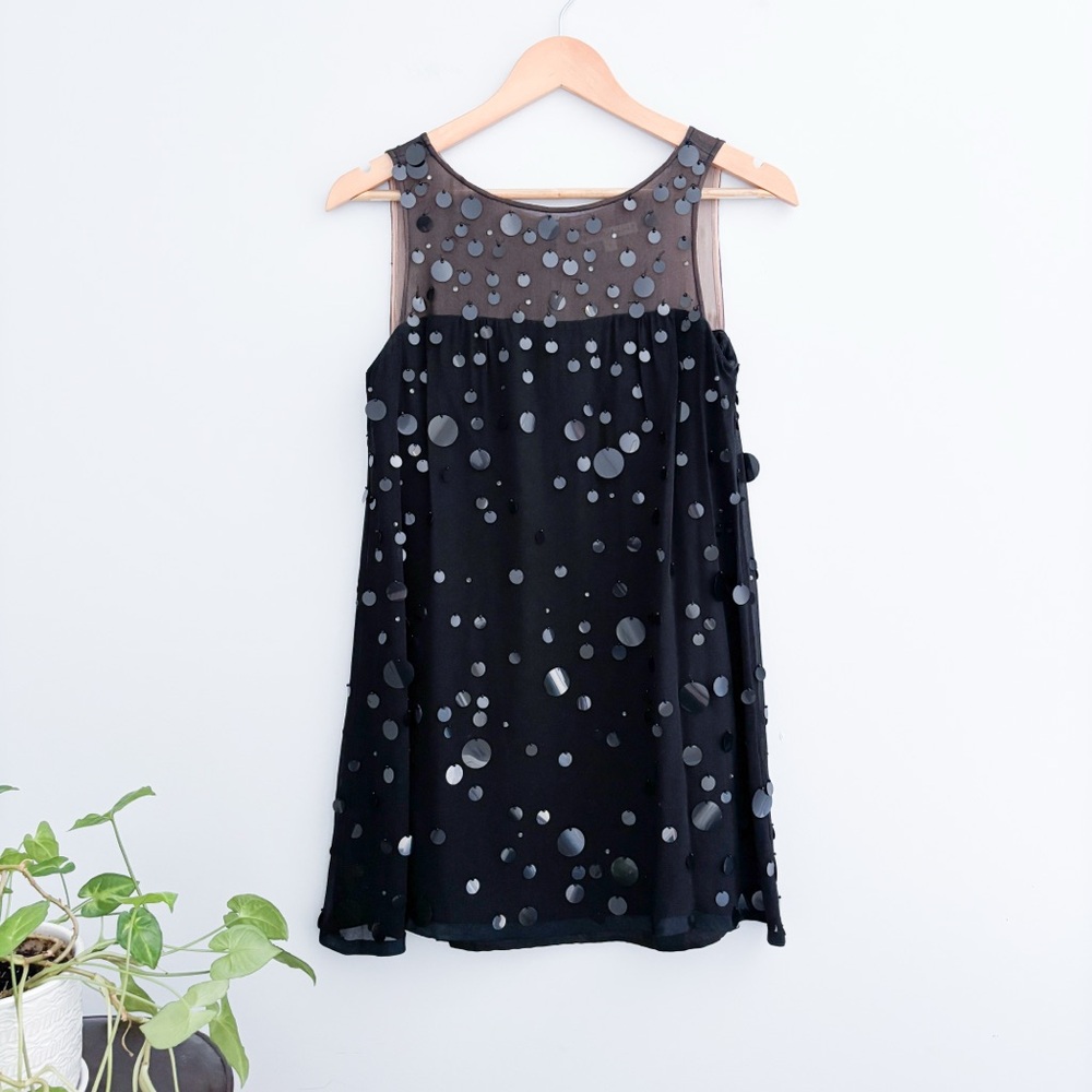 Nanette Lepore black silk paillettes dress